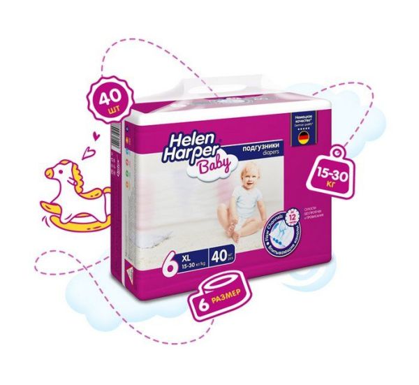 Подгузники Хелен Харпер Baby XL для детей 15-30кг 40шт фотография